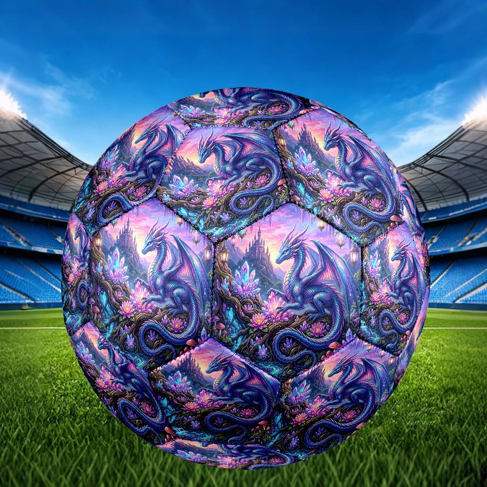 1pc Fantasy Dragon Garden Theme Soccer Ball Football, Size 5, Lightweight PVC, Durable Outdoor Training Soccer Ball, Gift m61453