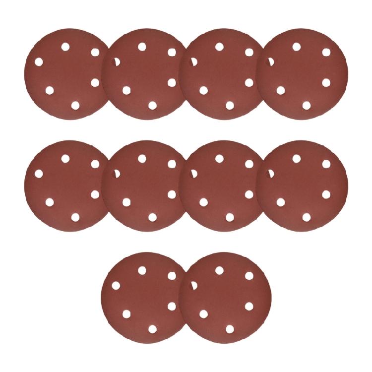Pack of 10 120mm 6 Hole Sandpaper Sanding Discs Pads For Variable Speed Grinders And Surfaces Preparation
