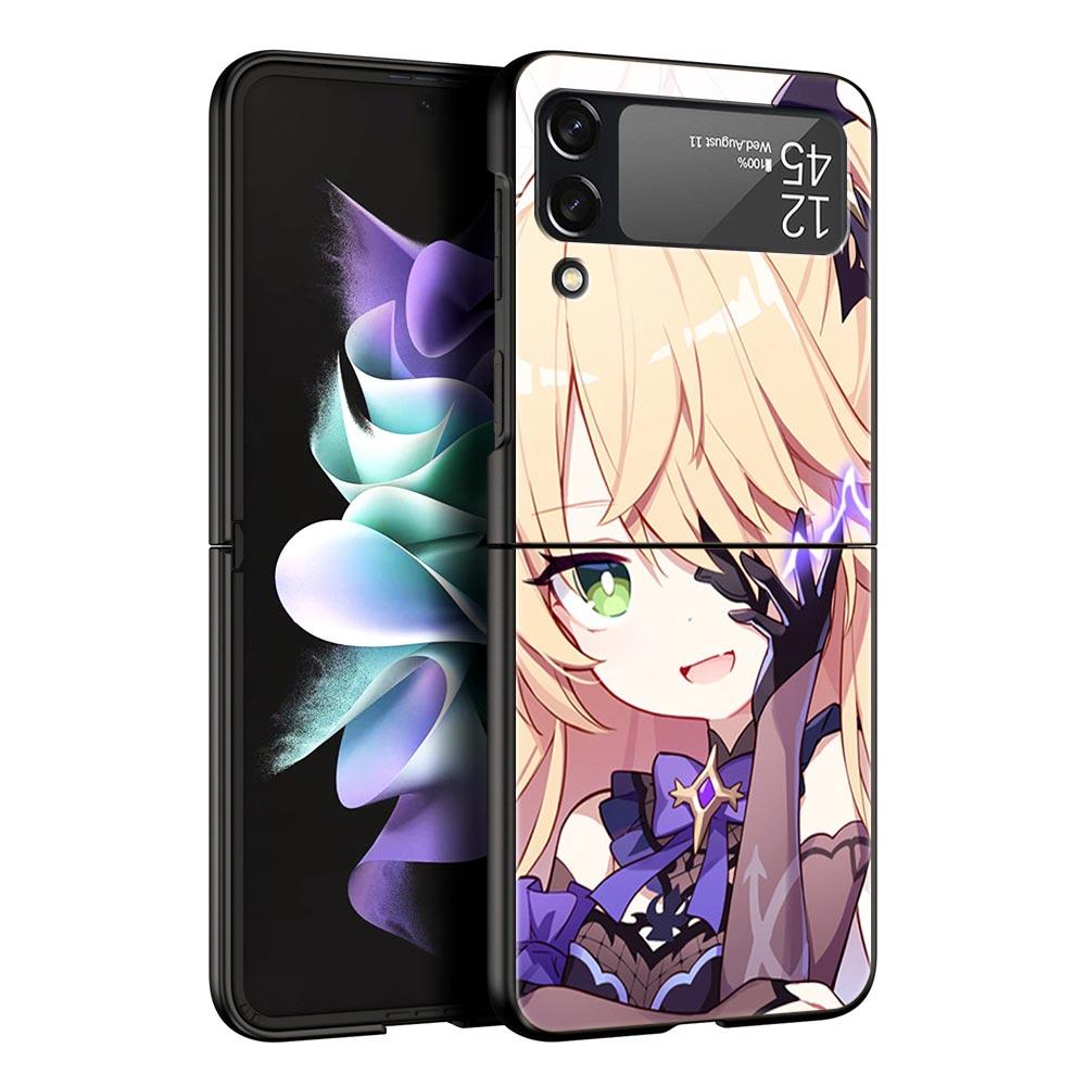 Z Flip 4 Phone Case for Samsung Galaxy Z Flip 3 5G ZFlip3 Flip3 zflip Flip4 Black Hard PC Cover Genshin Impact Game Shell Coque