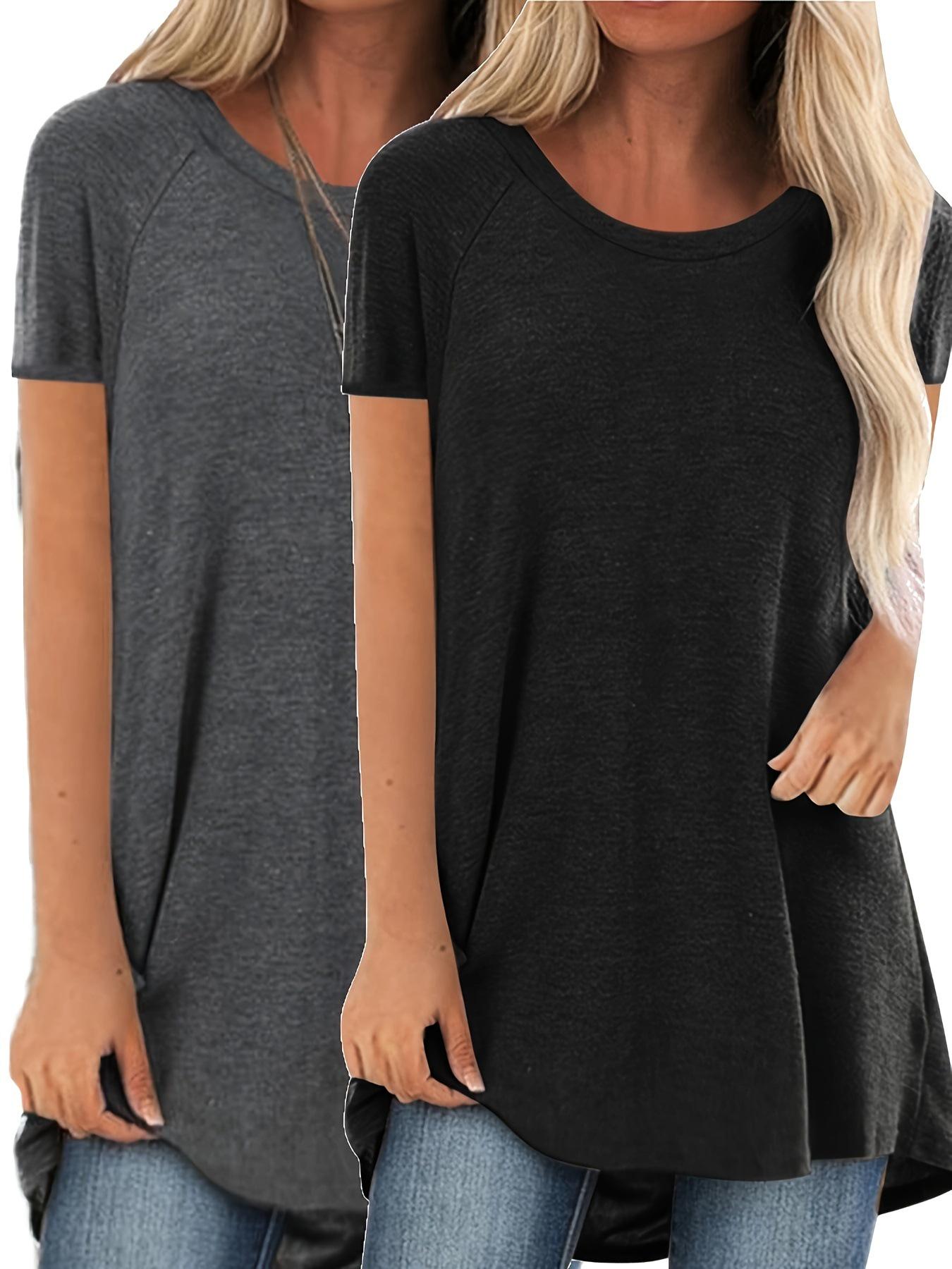 

Women s Daily Casual Swallowtail T-Shirt Set - Round Neck, Short Sleeve, 2-Piece XL