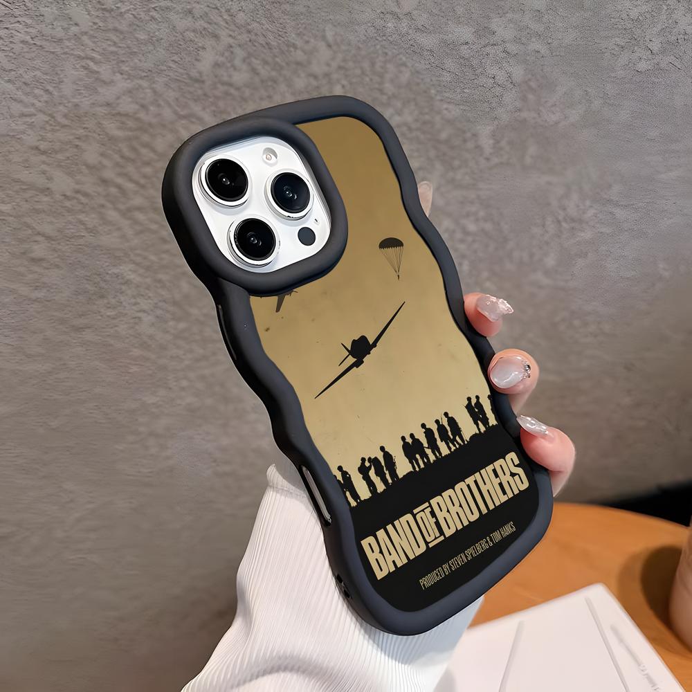

Band of Brothers Phone Case for iPhone 17 16 15 14 13 12 11 Air Pro Max Plus Black Soft TPU Wavy Edge Cover iPhone 11