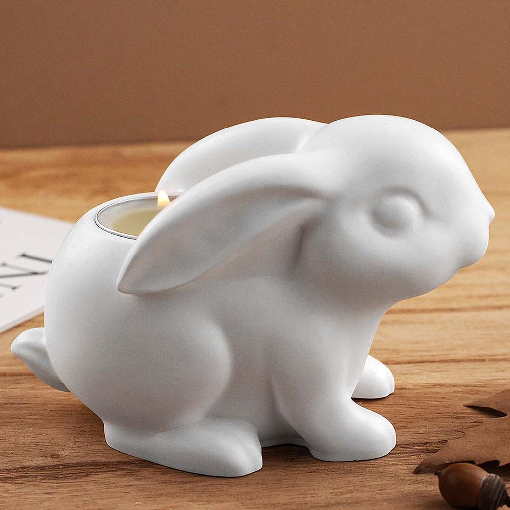 3D Cute Rabbit Candle Holder Silicone Mold DIY Easter Bunny Candlestick Craft Making Plaster Resin Clay Molds Home Holiday Decor