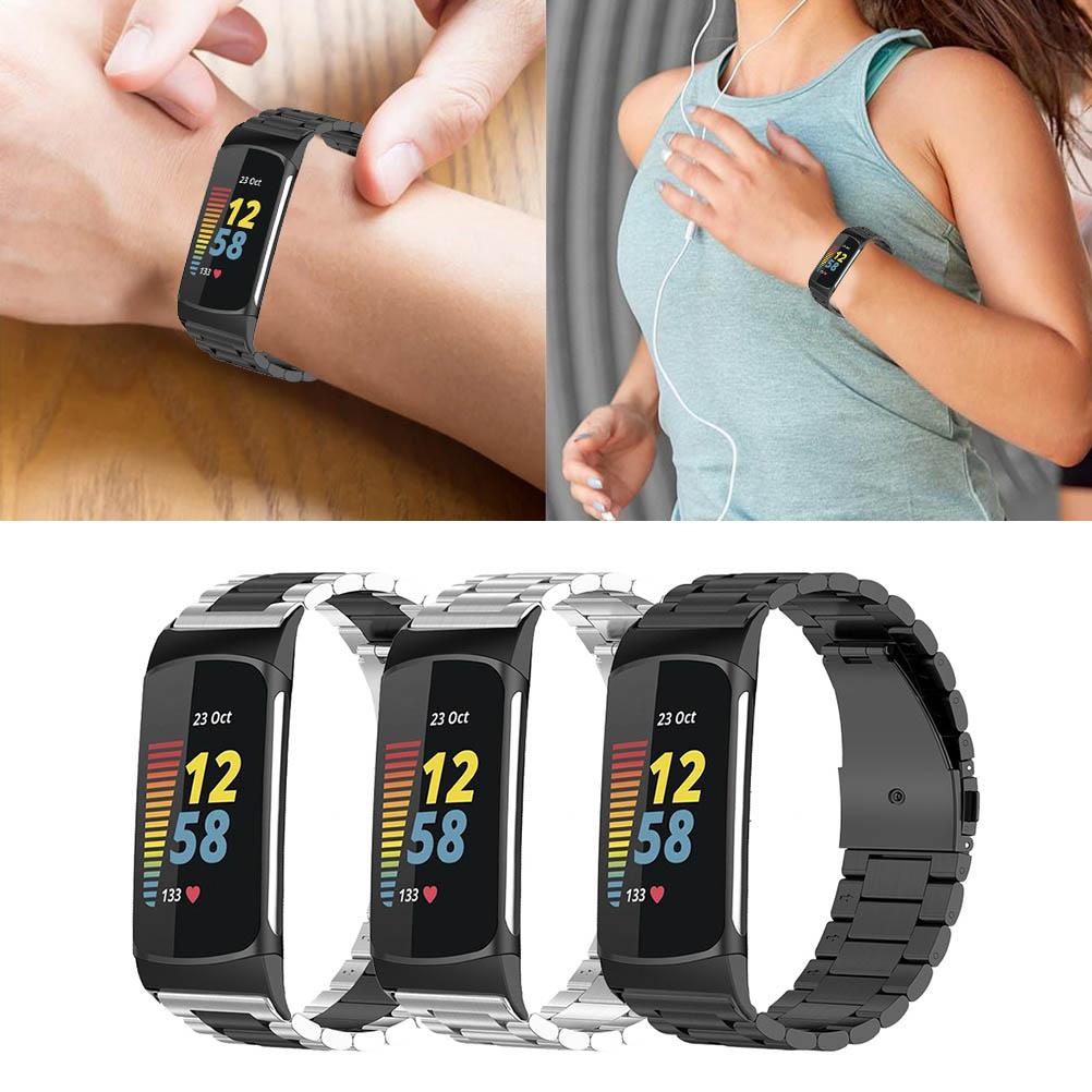 Edelstahl-Uhrenarmband Kompatibel für Fitbit Charge 5 Klassisch Schnellwechsel-Armbänder Uhrenarmband mit Werkzeug für Herren