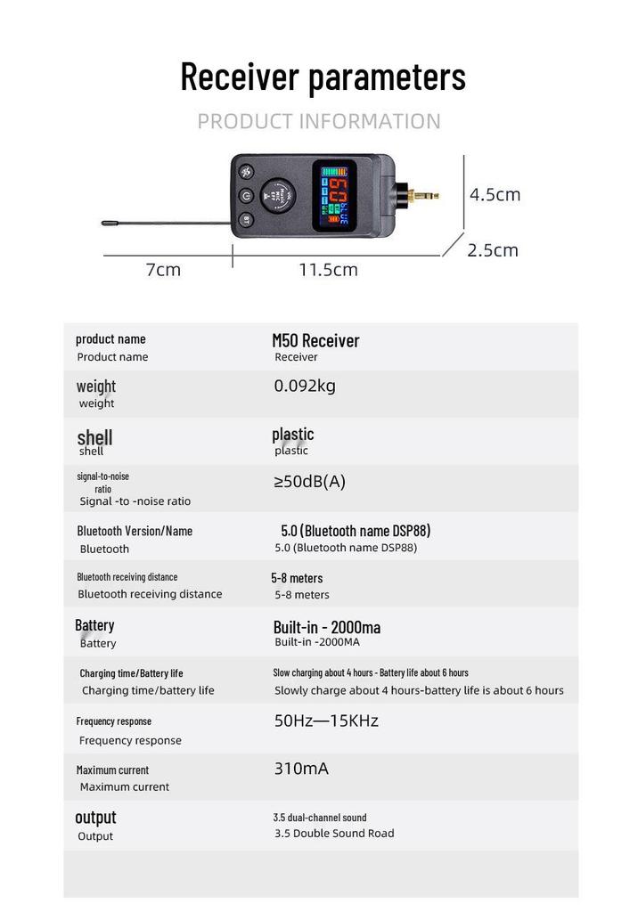 M50 Universal Bluetooth Wireless Microphone with DSP Anti-howling and Reverb for Singing and Home Entertainment KTV