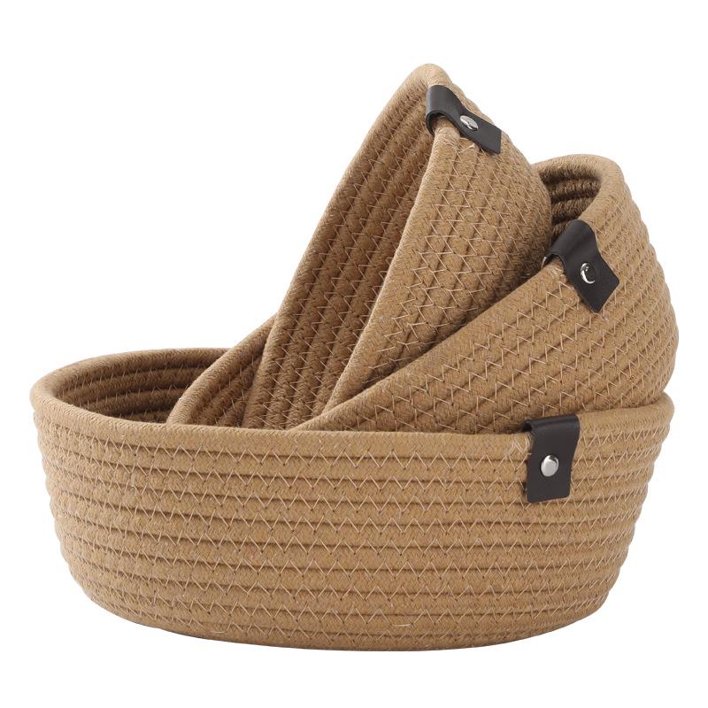 Nordic Cotton Rope Woven Storage Basket - Desktop Organizer for Sundries & Cosmetics