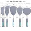 To Encounter Silicone Spatulas, 5-Piece Set, Non-Stick Silicone Turner Spatulas, Heat-Resistant Cookware for Fish, Eggs, and Pancakes, Light Gray