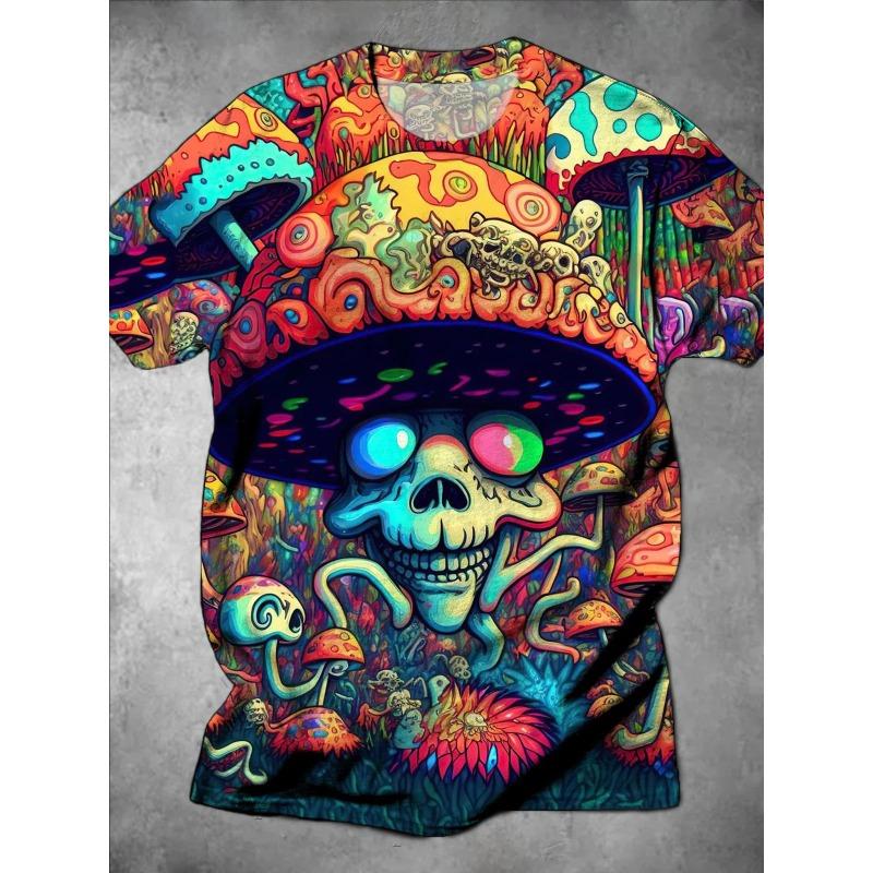 Colorful Mushroom Pattern T-Shirts 3D Print Men's O-Neck Short Sleeve T Shirt Harajuku Oversized Casual Tees Kids Tops Clothing