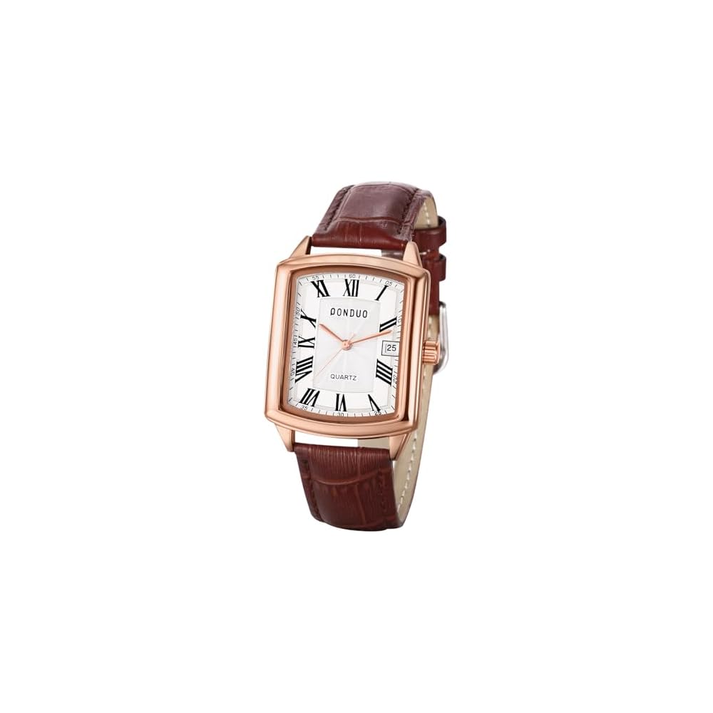 Seiko Men s Square Leather Watch Waterproof Quartz Brown Dial Roman Numerals Business Casual Timepiece
