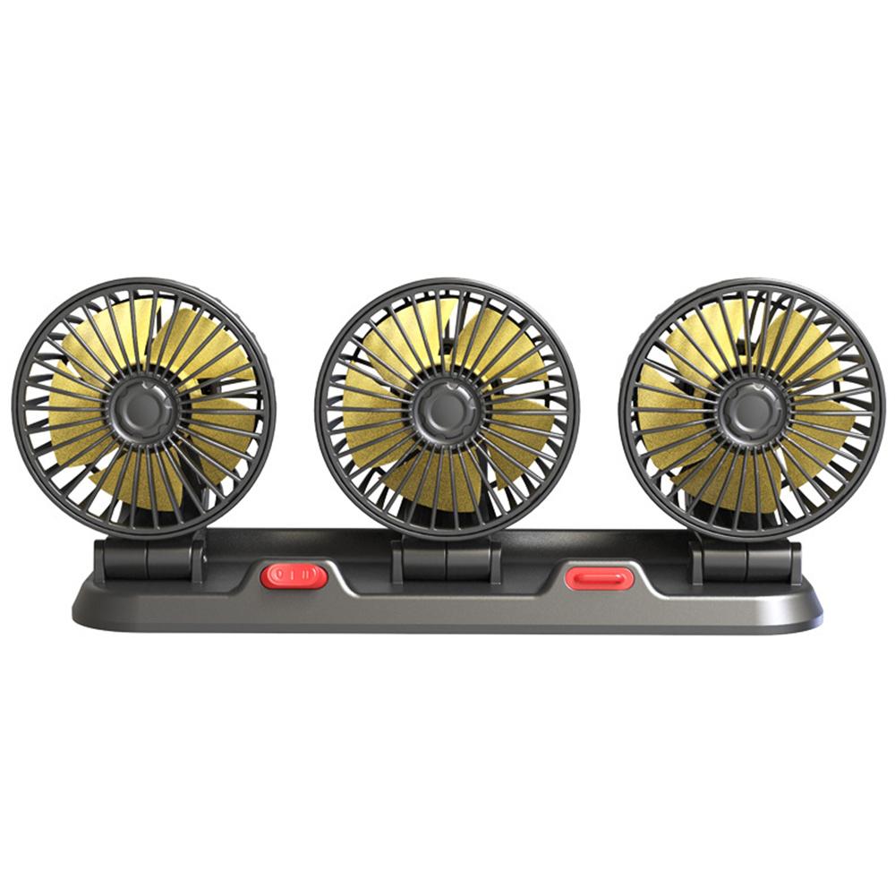 Car Fan 360° Adjustable 3 Head Air Fan Automotive Electric Fan USB/12V/24V Fan 2 Speeds Car Silent Fan For Home Desk Office Car Heat Shields 2