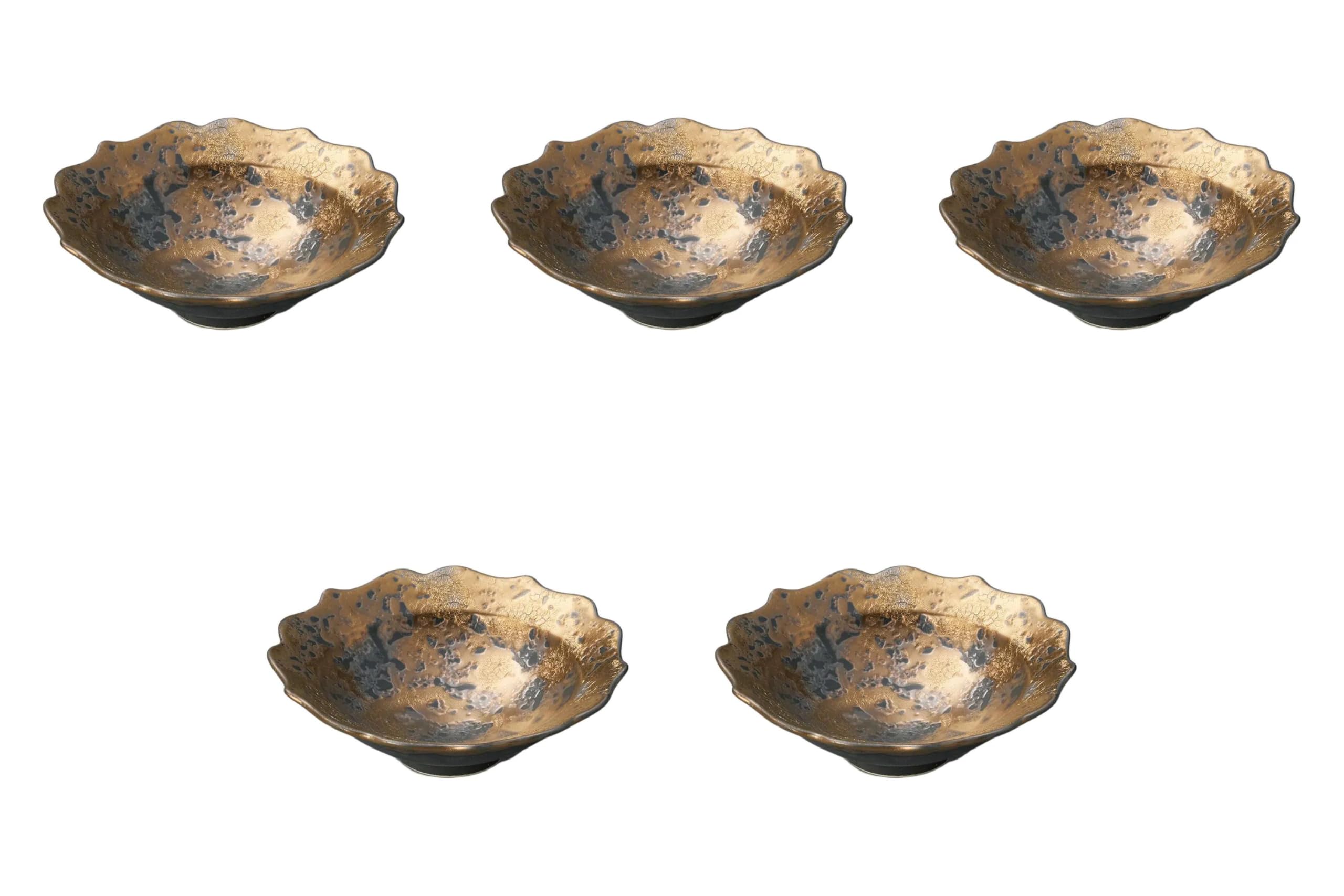 

Set of 5 Gold Seared Bellflower Small Bowls x Small Bowls by Setomonohonpo [14.6 4.8 cm]