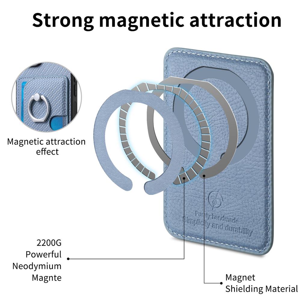 For iPhone 16 Case Ring Kickstand Leather Back Cover with Magnetic Detachable Card Holder