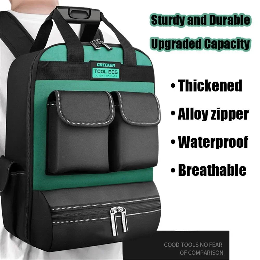 Men's Canvas Multifunction Tool Backpack Durable Portable Shoulder Bag for Electricians Carpenter Pouch Repair Work