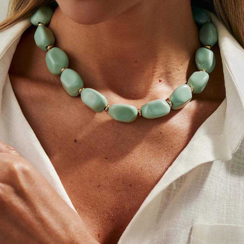 IngeSight.Z 5 Styles Boho Irregular Acrylic Clavicle Chain Necklace Women Fashion Handmade Bead Choker Necklaces Party Jewelry