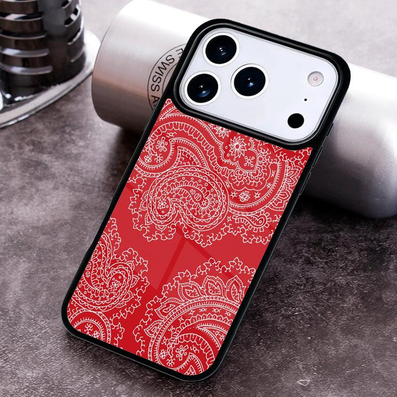 Red Bandana Paisley Phone Case for iPhone 17 16 15 Pro Max Air 14 13 12 11 Plus Shockproof Capa Cover