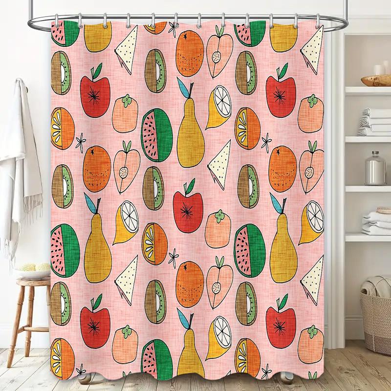 Fruit Pattern Shower Curtain Cute Watermelon Banana Pineapple Bathroom Decor Set Tropical Summer Vibes Home Textile