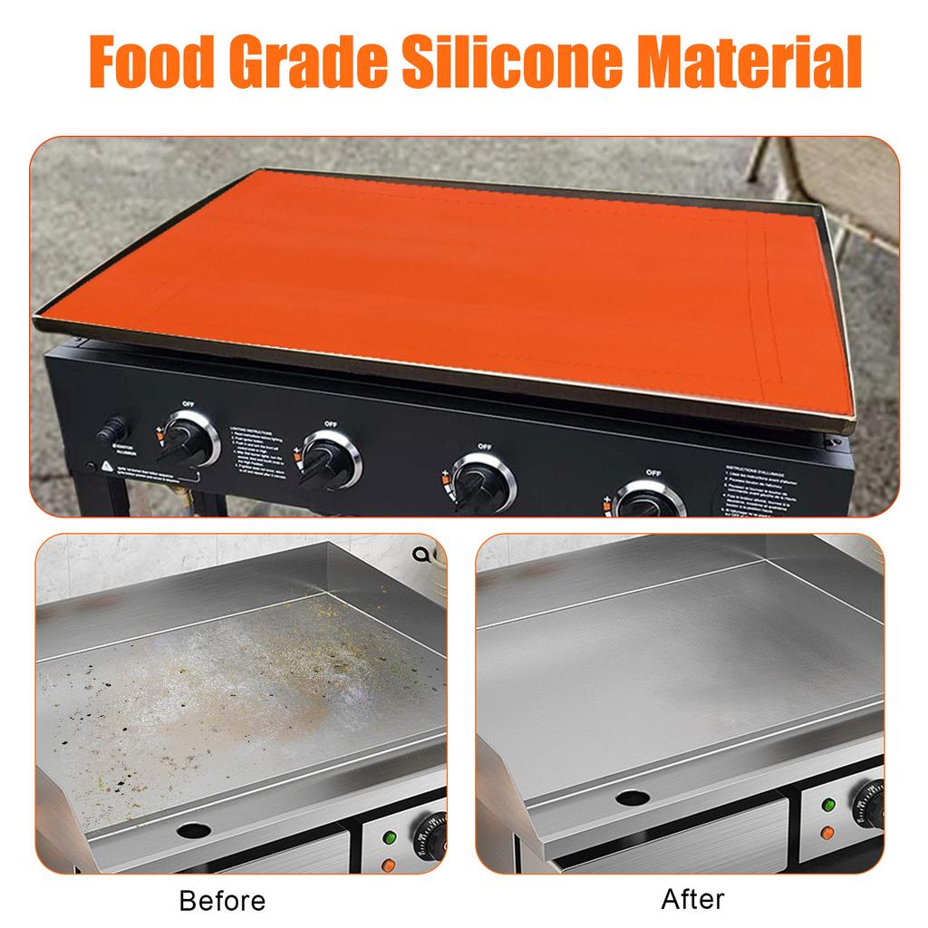 36 Inches Griddle Mat Compatible with   Griddle Accessories Food Grade Silicone Heavy Duty Grill Cover for All Season Cooking Deck Protector