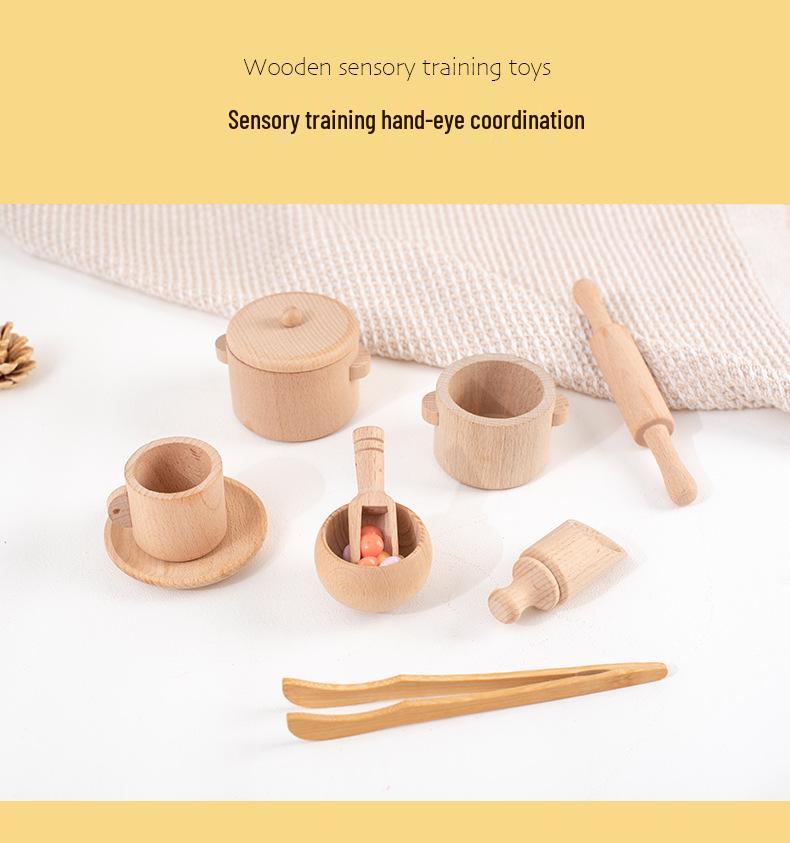 Beech Wood Tea Party Play Set for Kids - Pretend Play & Sensory Bin Kitchenware