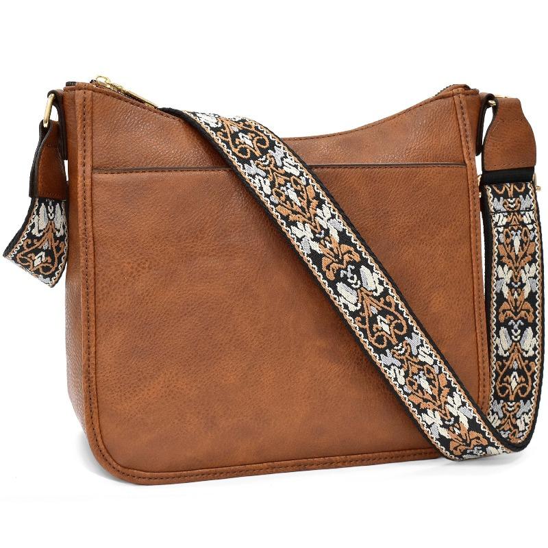 Retro solid color matching shoulder bag, messenger bag, webbing, messenger bag, shoulder strap, large capacity and multi-function