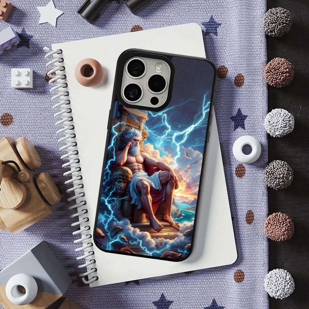 Греческий Бог Король Зевс Для iPhone 15,16,17,14,Plus,12,Pro,Mini,13,Max,11,Для Magsafe,Магнитный Чехол для Беспроводной Зарядки iPhone12