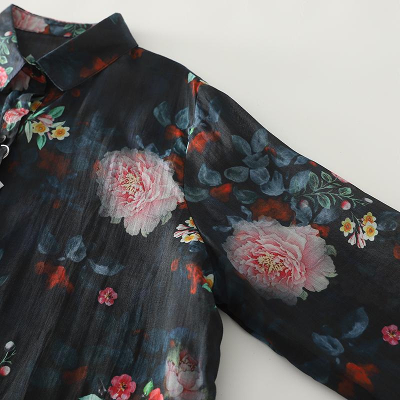 DIMANAF New Plus Size Women Floral Print Tops Shirts Tees Casual Loose Blouse Autumn Cotton Long Sleeve 2025