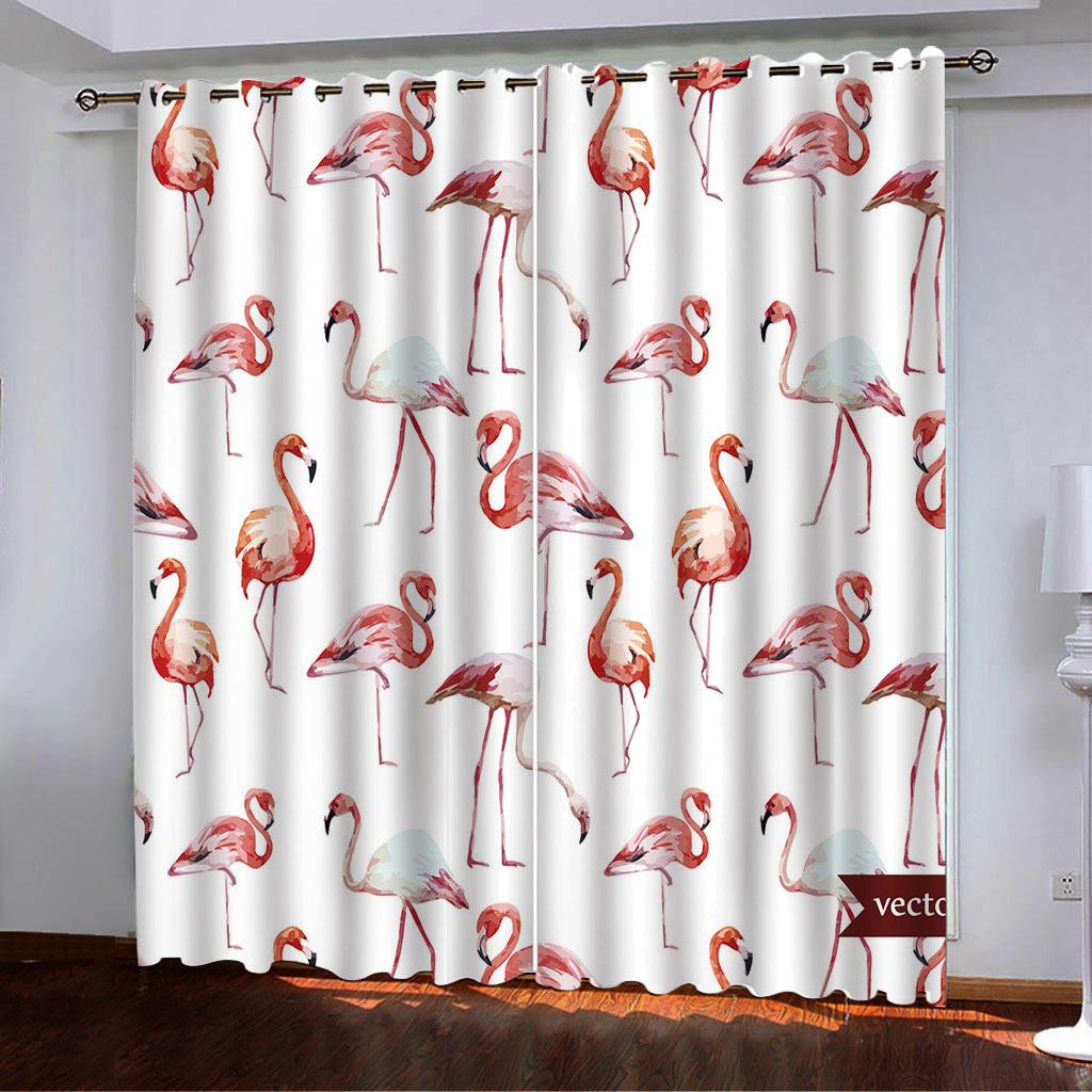 Curtains Flower And Bird Line Series Spring 3D Digital Printing High Density Blackout Curtains