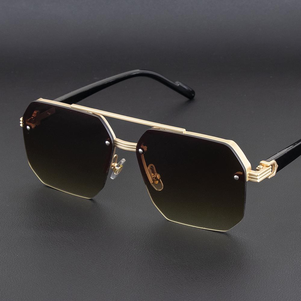 2025 Men's Half-Frame Driving Sunglasses - Slimming, UV Protection, Fashionable