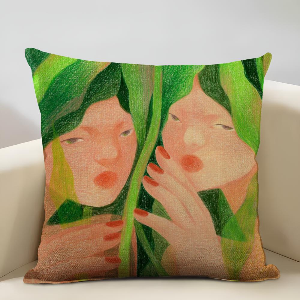 Tear Nevus Cushion Cover Household Decoration Linen Sofa Cushion Cover: Skin-Friendly & Breathable with Invisible Zipper