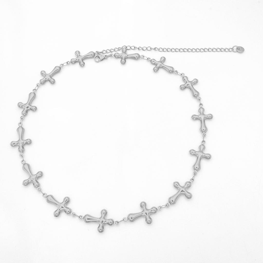 New Gold Color Cross Necklace, Stainless Steel Short Necklace Women, Luxury Jewelry Accessories Chain