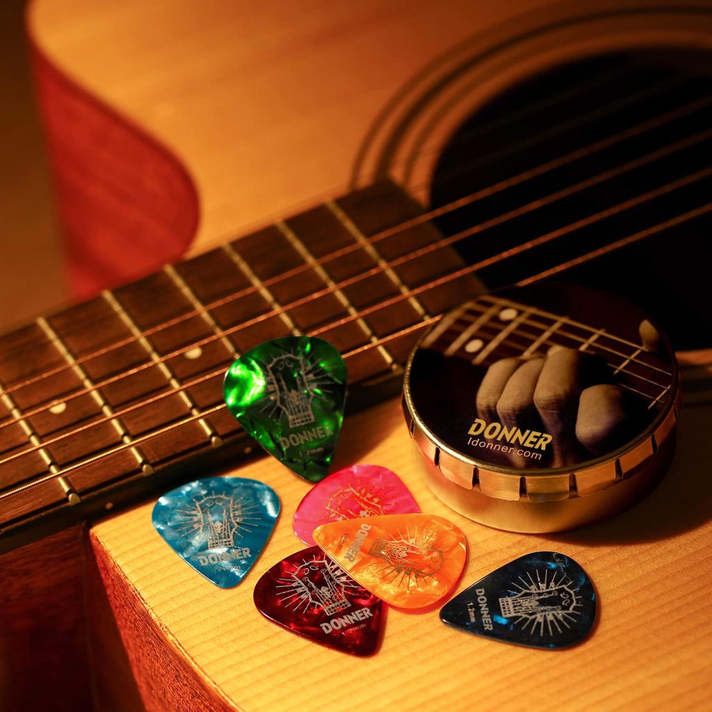 Guitar Picks Donner Colorful Celluloid 16-Piece Set Various Thicknesses