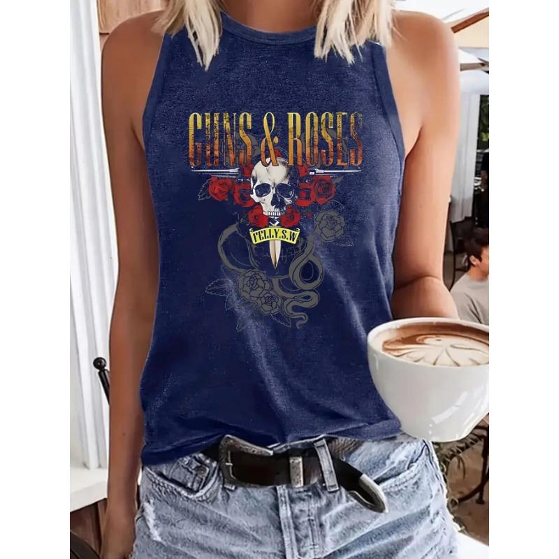 

Женский жилет с принтом черепа, с круглым вырезом, весенне-летний, повседневный топ без рукавов XXL темно-синий