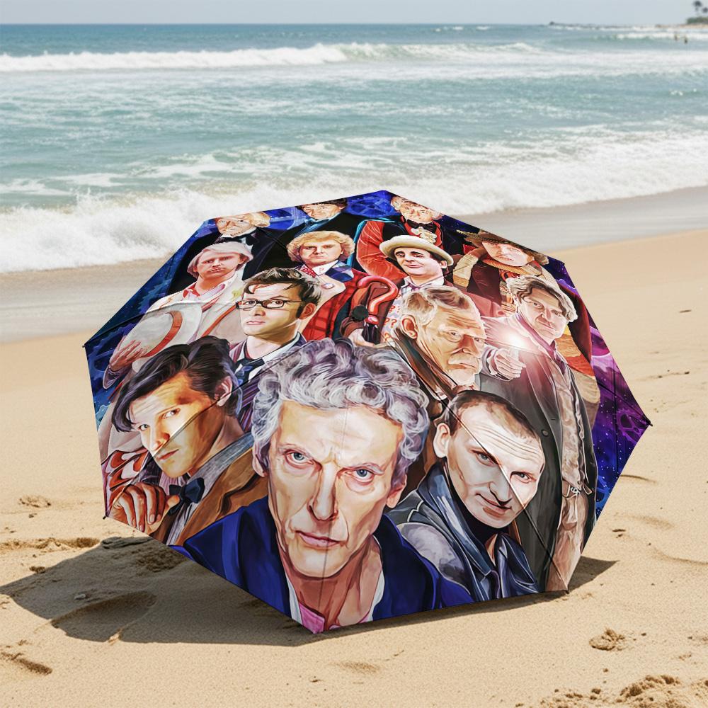 1 PC Automatic Folding Umbrella-Doctor Who Pattern, Portable & Foldable Design with 8 Ribs, Christmas Birthday Gifts