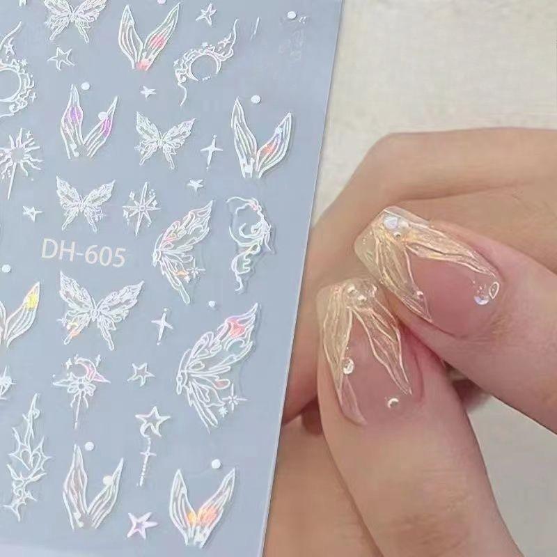 New Shell Light Butterfly Manicure Sticker Mermaid Tail High-end Liquid Clear and Lively Butterfly Manicure Sticker