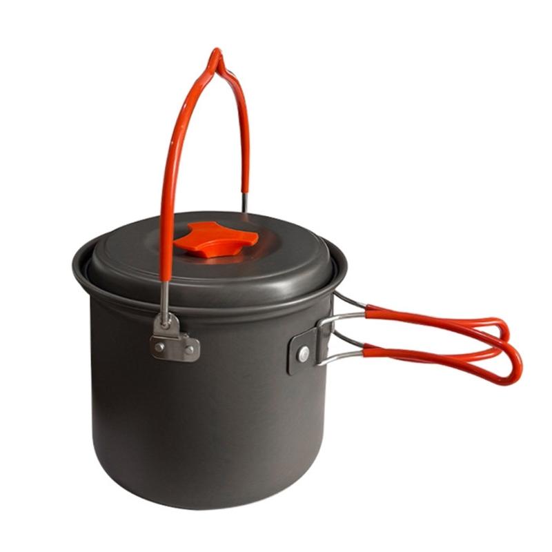 1.4L Aluminum Alloy Camping Pot with Heat Resistant Handle Cooking Pot Suitable for Outdoor Cooking Activity Use