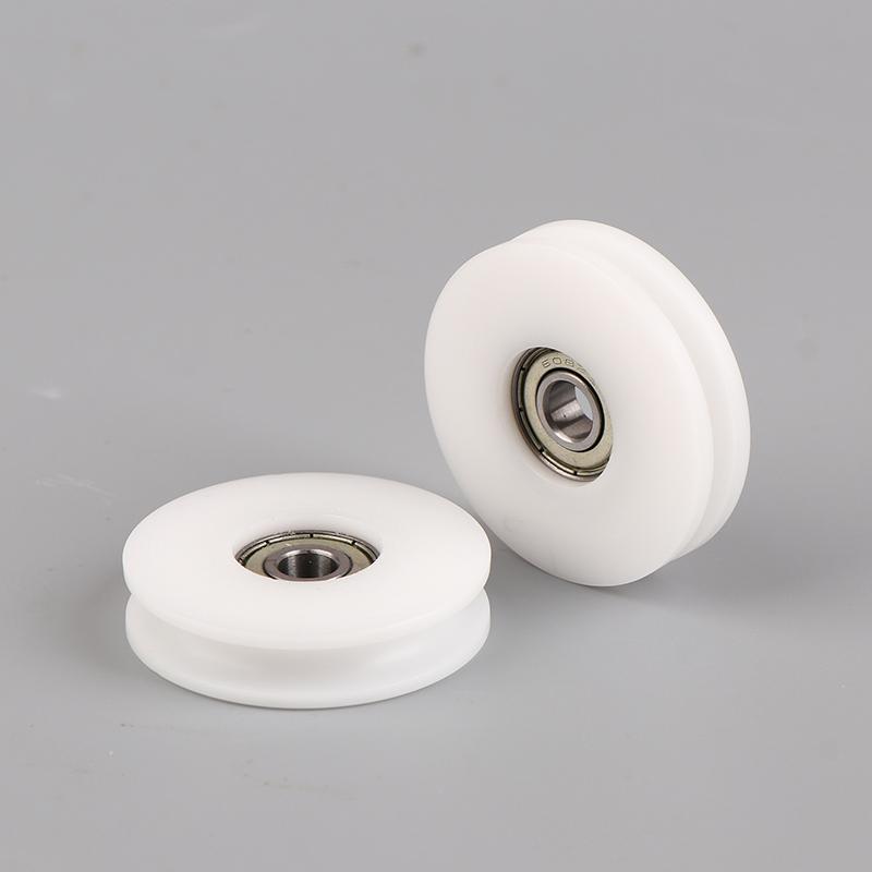 8*50*12Mm Wide Slot 5/7Mm U Groove Roller Guide Wheel Pom Nylon Groove Wire Rope Bearing