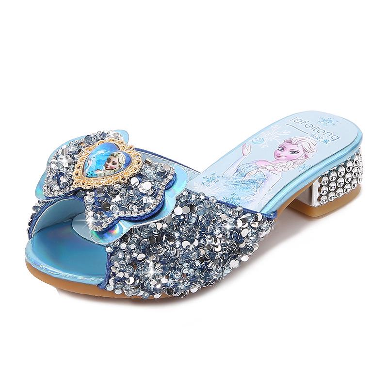 

Korean Style Girls Elsa Bow Sandals: Princess Fashion Summer Shoes 31 синий