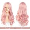 WTB Synthetische Lolita-Perücke, langwellig, schön, elegant, hellrosa, mit Pony, Damenperücke, für den Alltag, Weihnachten, Cosplay, Party