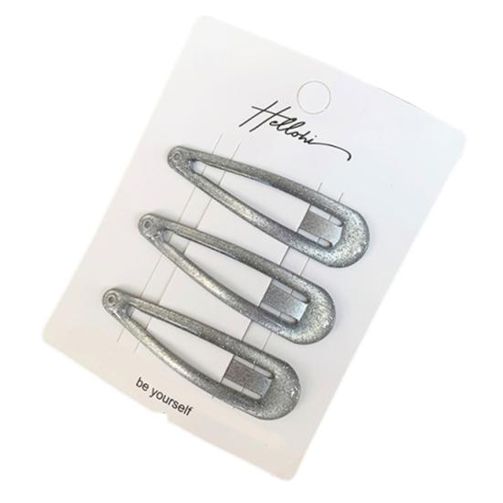 

3Pcs Girl Hairpin Metal Base Stars Rectangles Water Drops BB Clip with Scallion Powder Technology Hair Accessories B