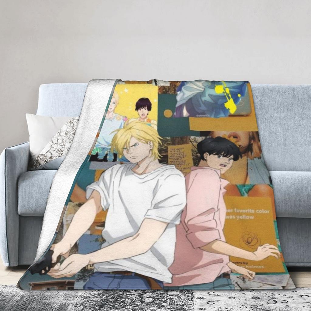 Banana Fish Anime Merch Blanket Warm Cozy Fluffy  Throw Blankets for Sofa 50x60 Inches Multi-size Bedspread