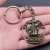 Punk Airplane Gear Steampunk Themed Antique Bronze Metal Keychain with 30mm Ring for Boys Bag Charm