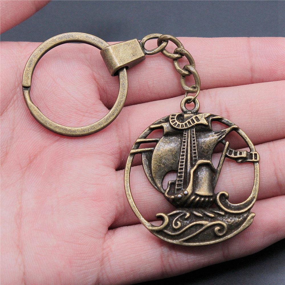 Punk Airplane Gear Steampunk Themed Antique Bronze Metal Keychain with 30mm Ring for Boys Bag Charm