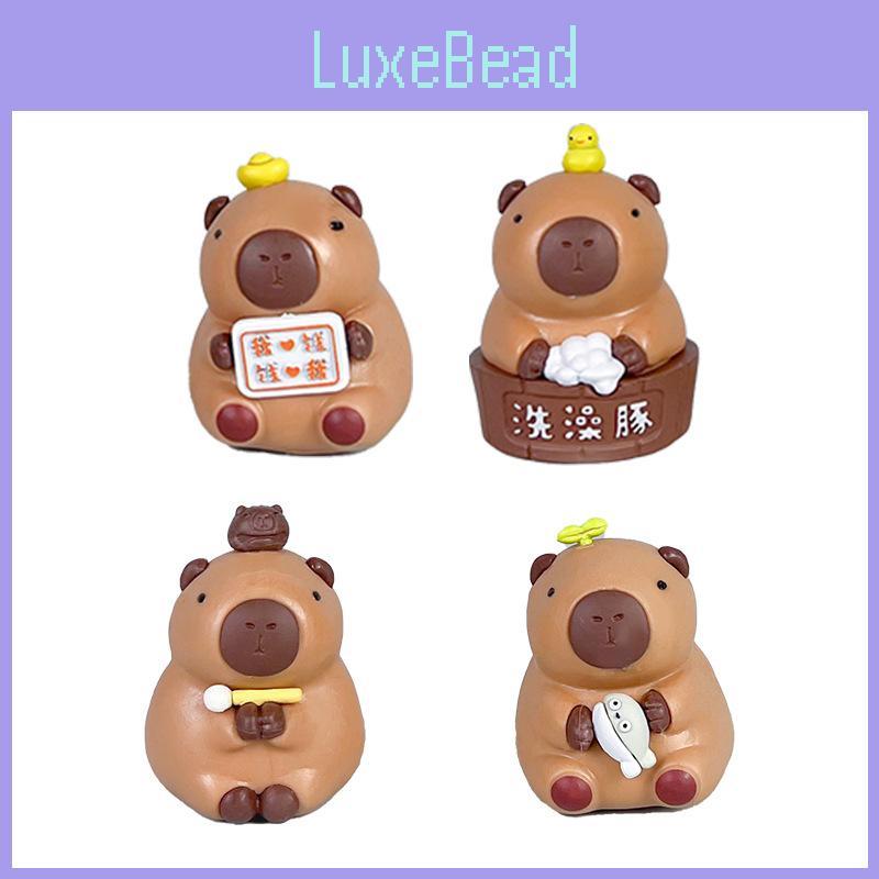 Cute Cartoon Bath Capybara Mini Model Ornament Set For Cute Toy Fans