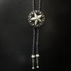 Retro Five Pointed Star Bolo Tie for Men Western Styles Necktie Collar Pendant Rodeos Rope Tie Necklace for Formal Event