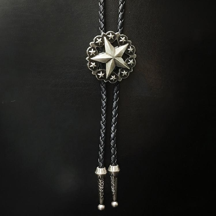 Retro Five Pointed Star Bolo Tie for Men Western Styles Necktie Collar Pendant Rodeos Rope Tie Necklace for Formal Event