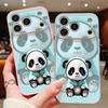 Blue Coat Panda Pattern Case For iPhone 17 Pro Max Magnetic For Magsafe Skin Feeling Cover For iPhone 16 15 14 13 Pro Max