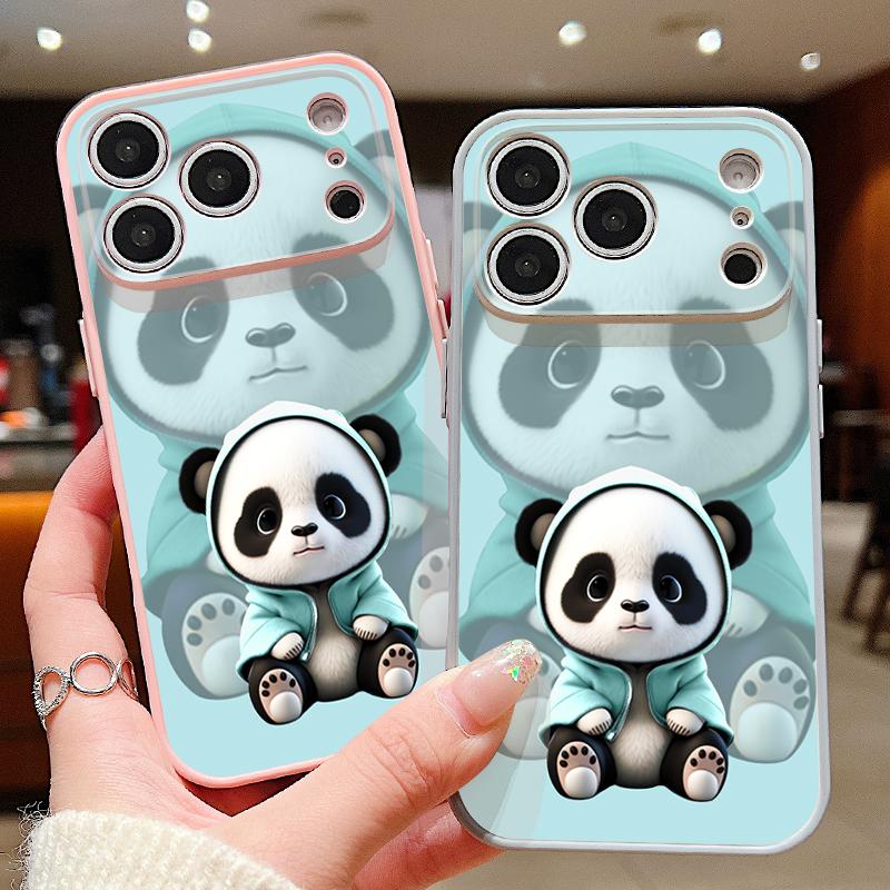 Blue Coat Panda Pattern Case For iPhone 17 Pro Max Magnetic For Magsafe Skin Feeling Cover For iPhone 16 15 14 13 Pro Max