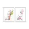 Diligent Bunny Watercolor Animal Cartoon Wall Art Canvas Painting Nordic Poster Pictures For Nursery Girl Bedroom Decor