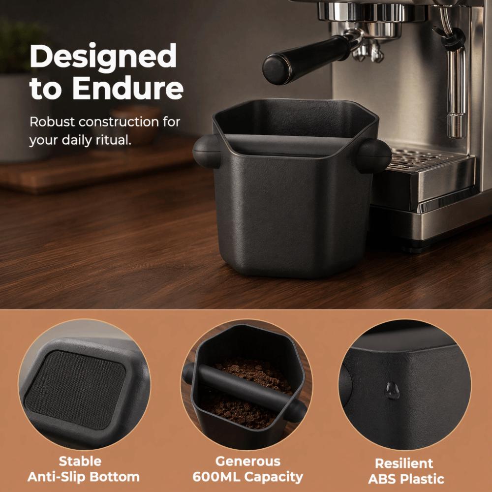 Hexagonal Prism Shape Coffee Ground Knock Box 580ML Capacity Espresso Knock Box Coffee Accessory