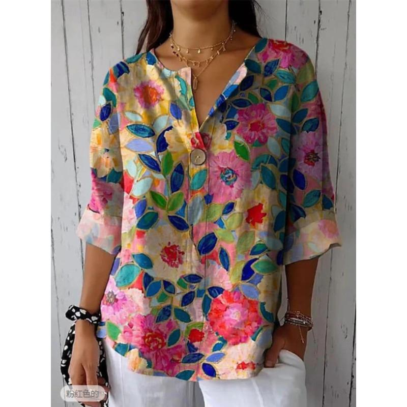 IHUASU Blusas y Camisas Casuales de Moda para Mujer de Manga Corta con Cuello en V