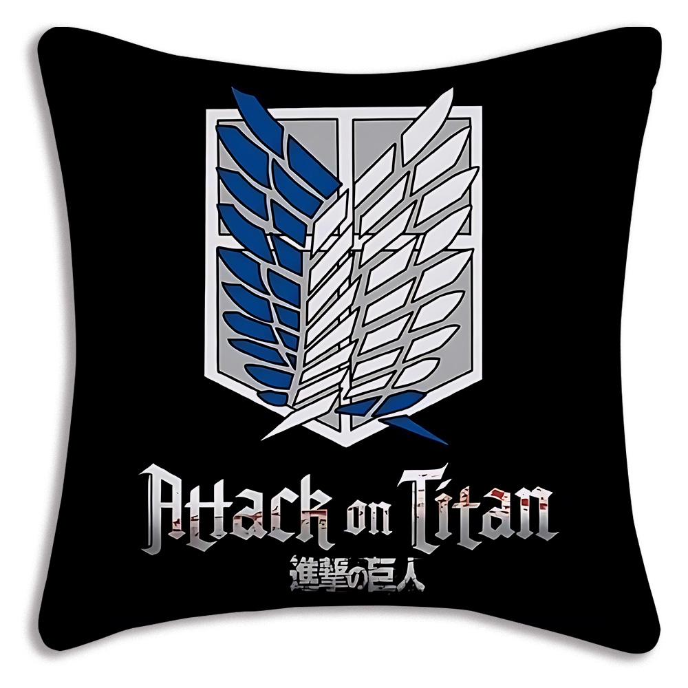 Anime Attack On Titan Pillow Covers Cartoon Sofa Decorative Home Doublesided Printing Short Plush Cute Cushion Cover
