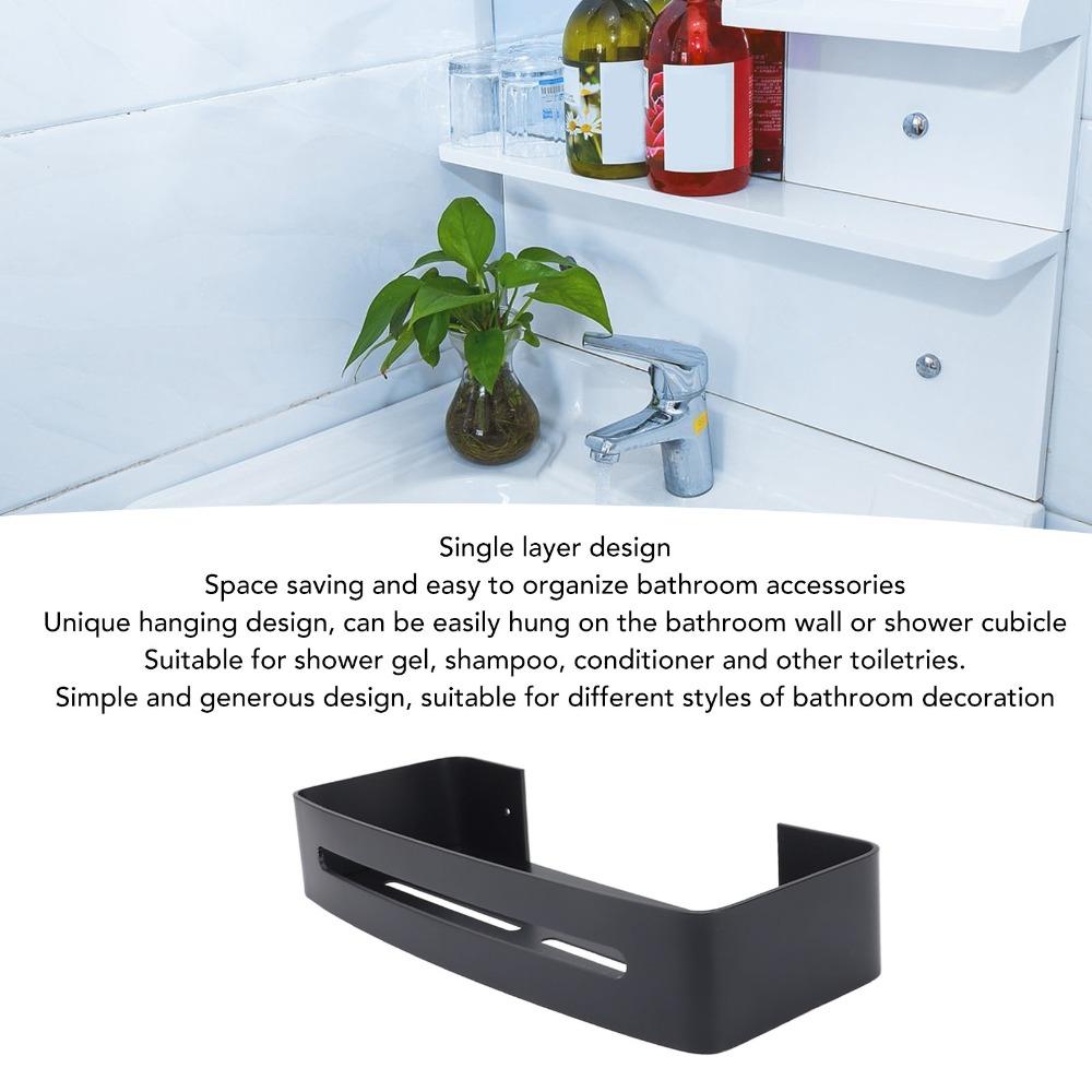 With Hooks Bathroom Shelf Black Floating Wall Shelf Storage Shelf Home Hotel Apartment
